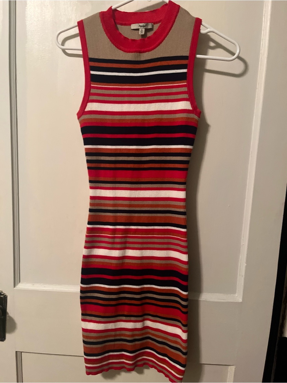 Papaya Striped Ribbed Knit Dress - Red, Cream, Tan, Navy